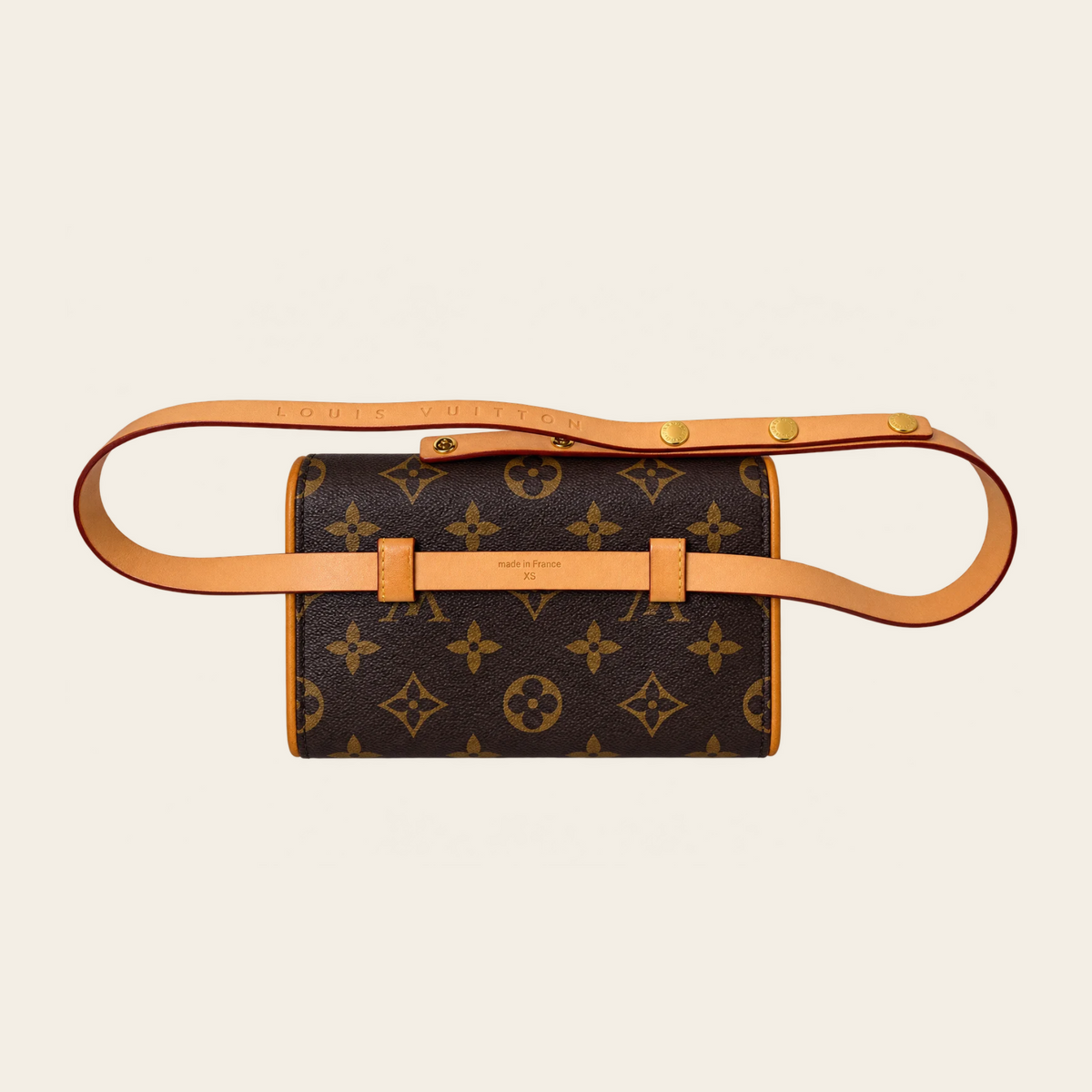 LOUIS VUITTON — Pochette Florentine discontinuée en toile Monogram avec ceinture amovible, taille XS