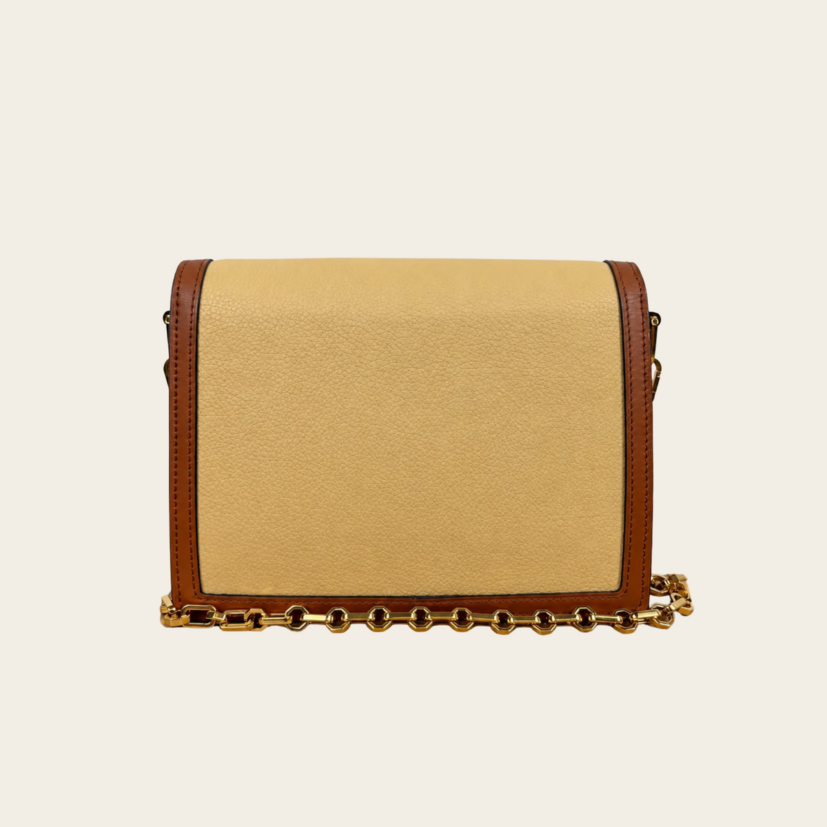 LOUIS VUITTON — Sac Dauphine MM en cuir tricolore crème, cognac et rose framboise