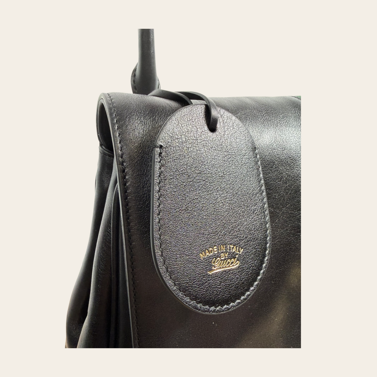 GUCCI — Sac Paparazzo Large en cuir noir avec bande Web verte et rouge et mors Horsebit