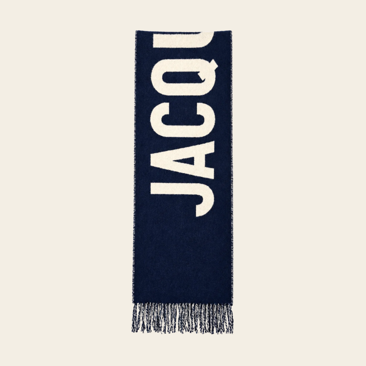 JACQUEMUS — L’écharpe Jacquemus en laine vierge bleu marine et ivoire — Taille unique