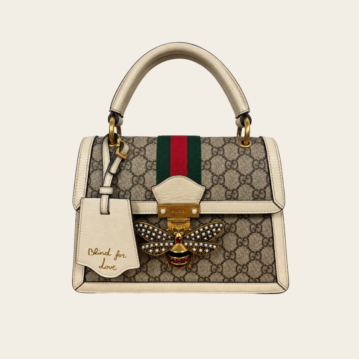 GUCCI — Sac Queen Margaret GG Supreme à abeille ornée de perles et cristaux - DISCONTINUÉ