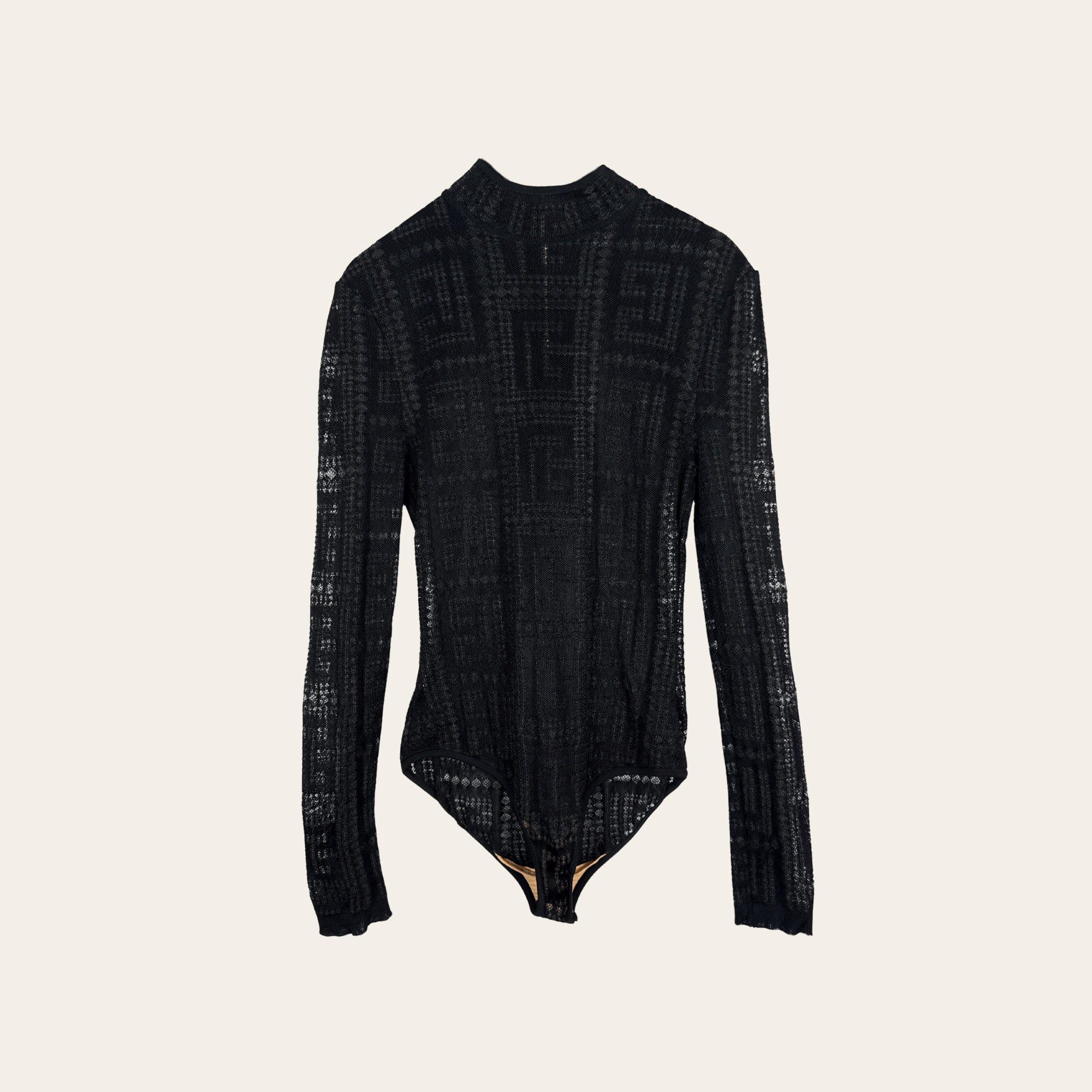 BALMAIN – Body en maille ajourée Monogram PB, M