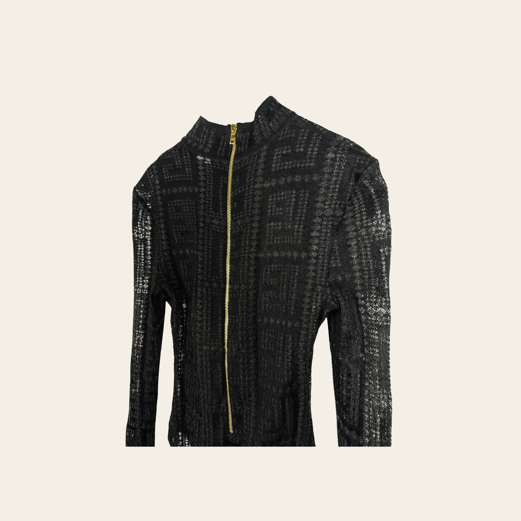 BALMAIN – Body en maille ajourée Monogram PB, M