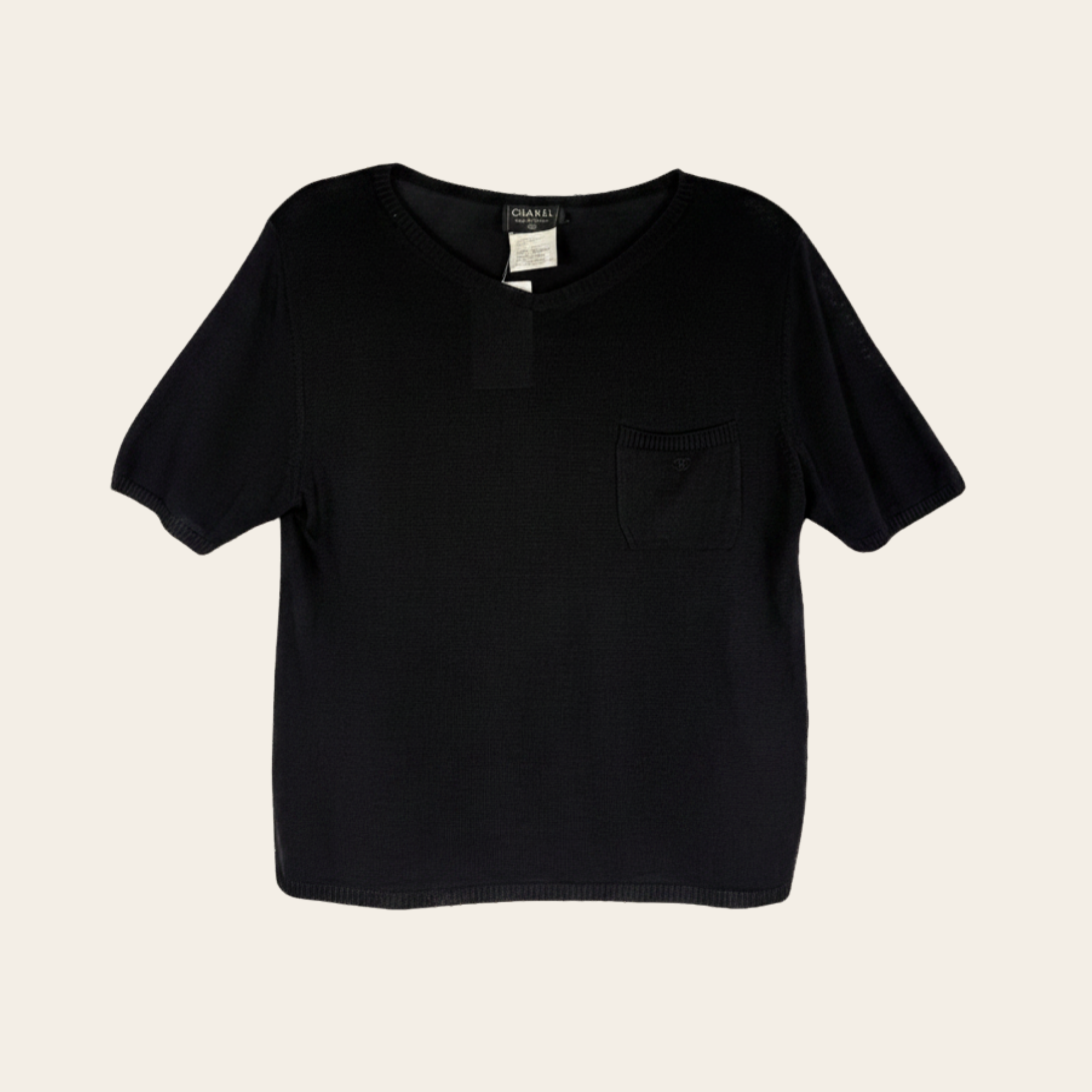 CHANEL Black Silk Knit CC Pocket Sweater, Taille FR 42 / US 10