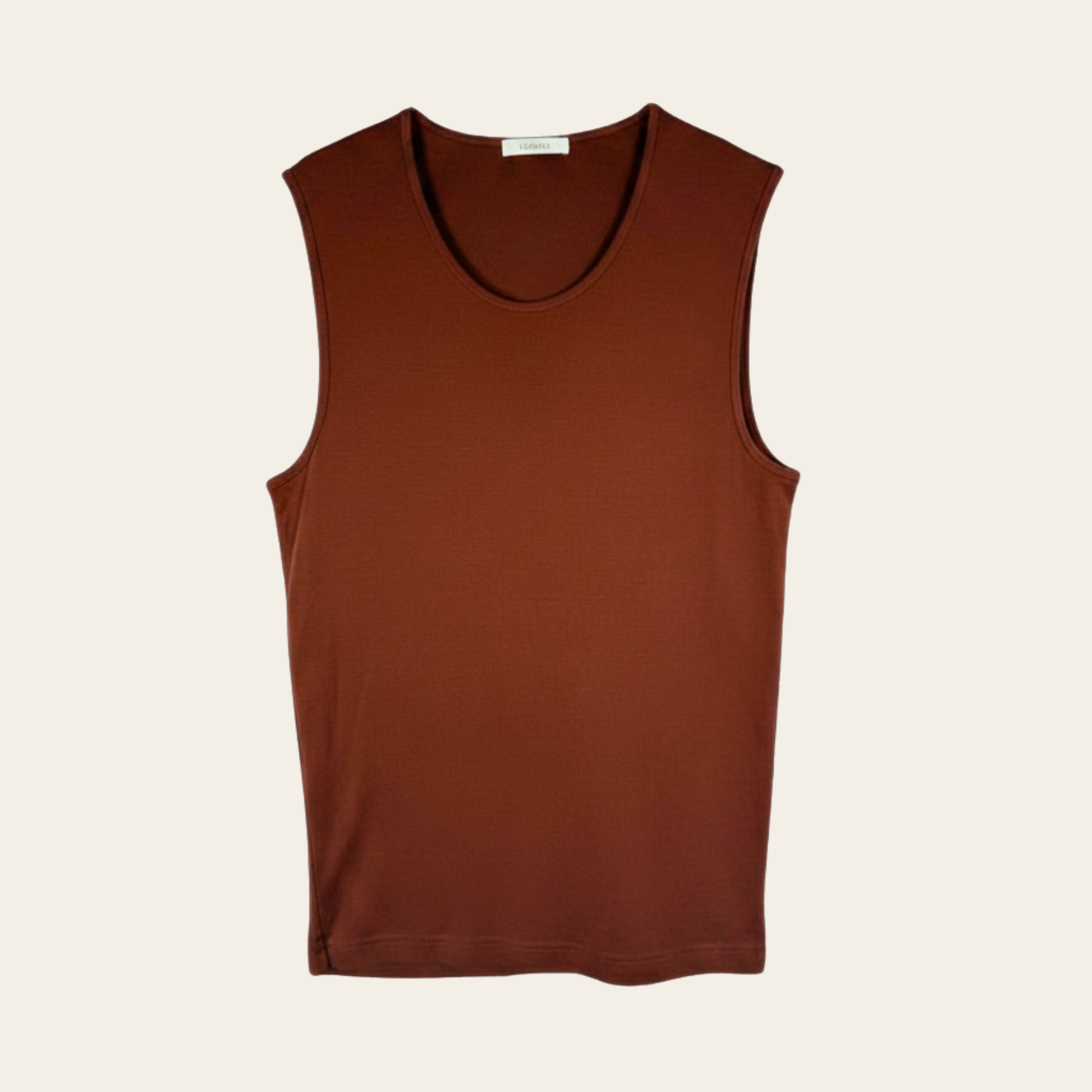 LEMAIRE – Haut Sans Manches en Maille Fine Terracotta, Taille L