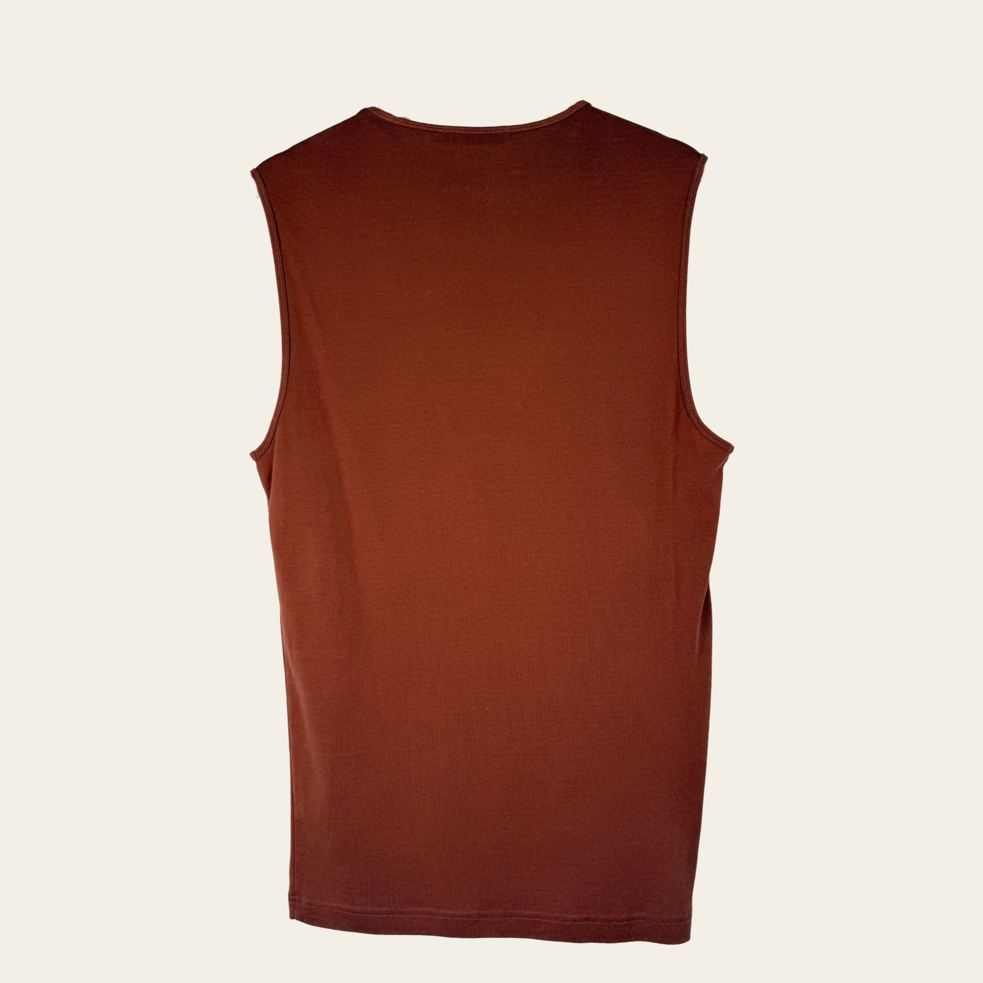 LEMAIRE – Haut Sans Manches en Maille Fine Terracotta, Taille L