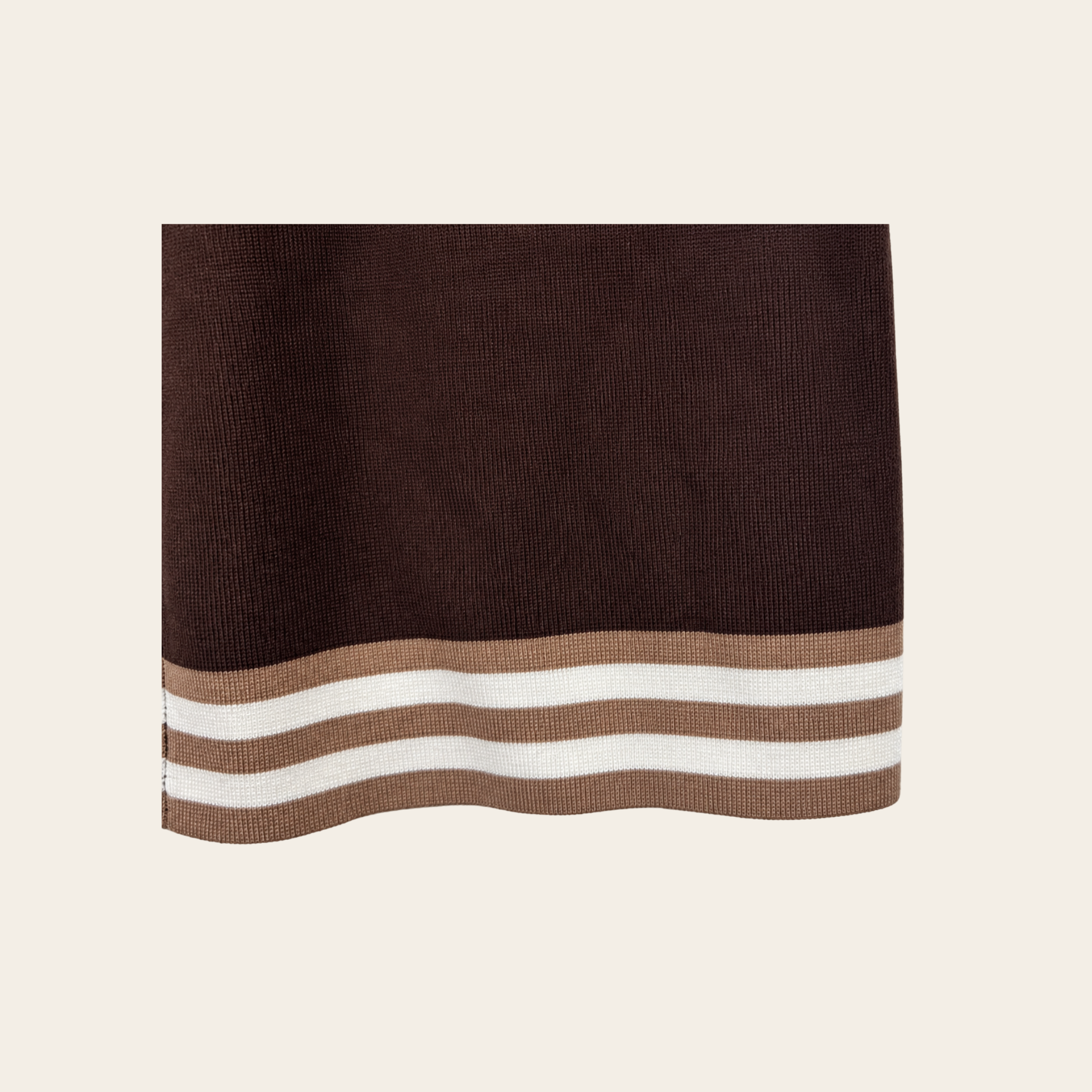 CAROLINE CONSTAS – Pantalon en Maille Chocolat à Finitions Rayées, Taille S