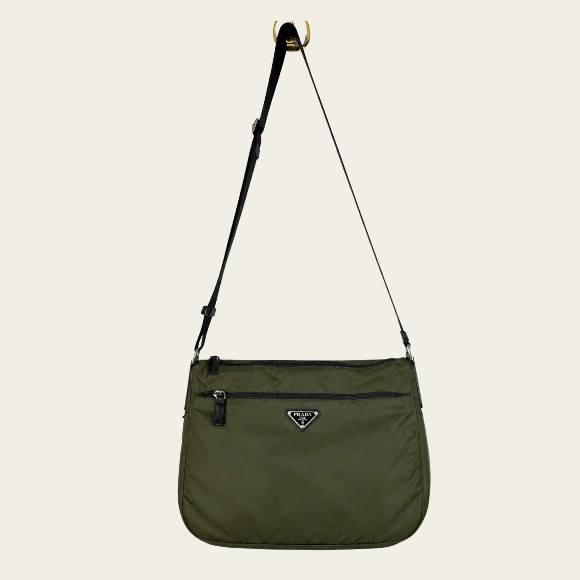 PRADA – Sac Messenger Tessuto Nylon Vert Olive