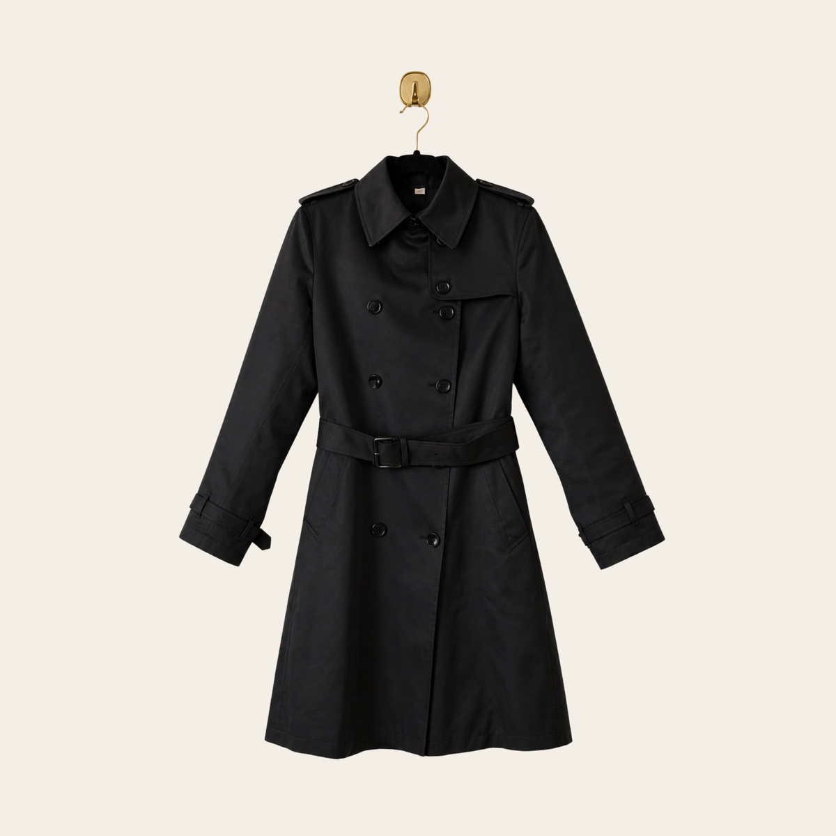 BURBERRY BRIT – Trench-Coat Noir à Doublure Amovible en Laine Vierge – UK 12 (L)