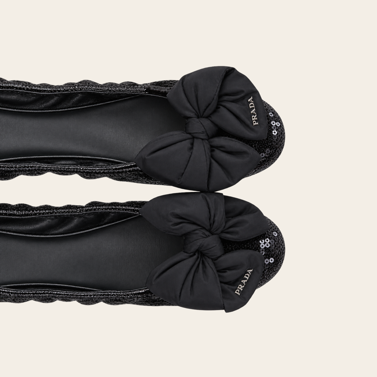 PRADA – Sequin Bow Ballet Flats, 39.5