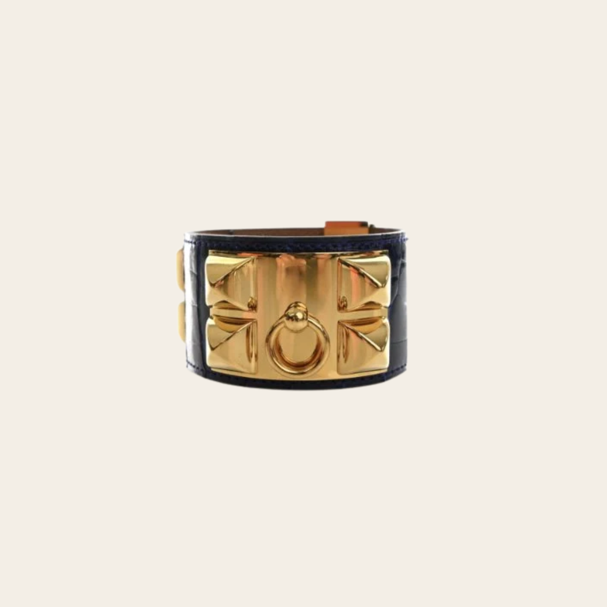 HERMÈS – Bracelet Collier de Chien en Alligator Bleu Électrique, Taille S