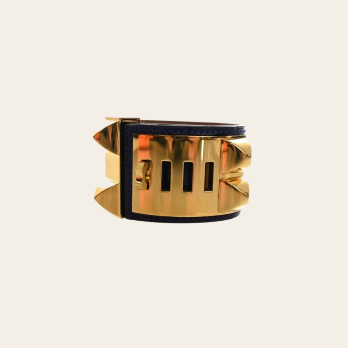HERMÈS – Bracelet Collier de Chien en Alligator Bleu Électrique, Taille S