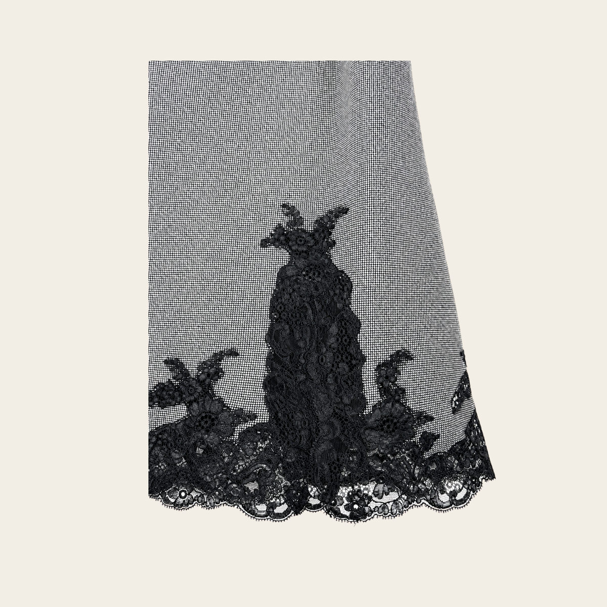 CHRISTIAN DIOR – Monochrome Wool Lace-Trim Mini Skirt, S