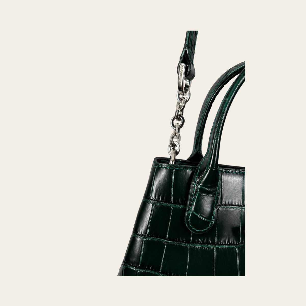 LONGCHAMP – Le Roseau Croc-Embossed Small Top Handle Bag