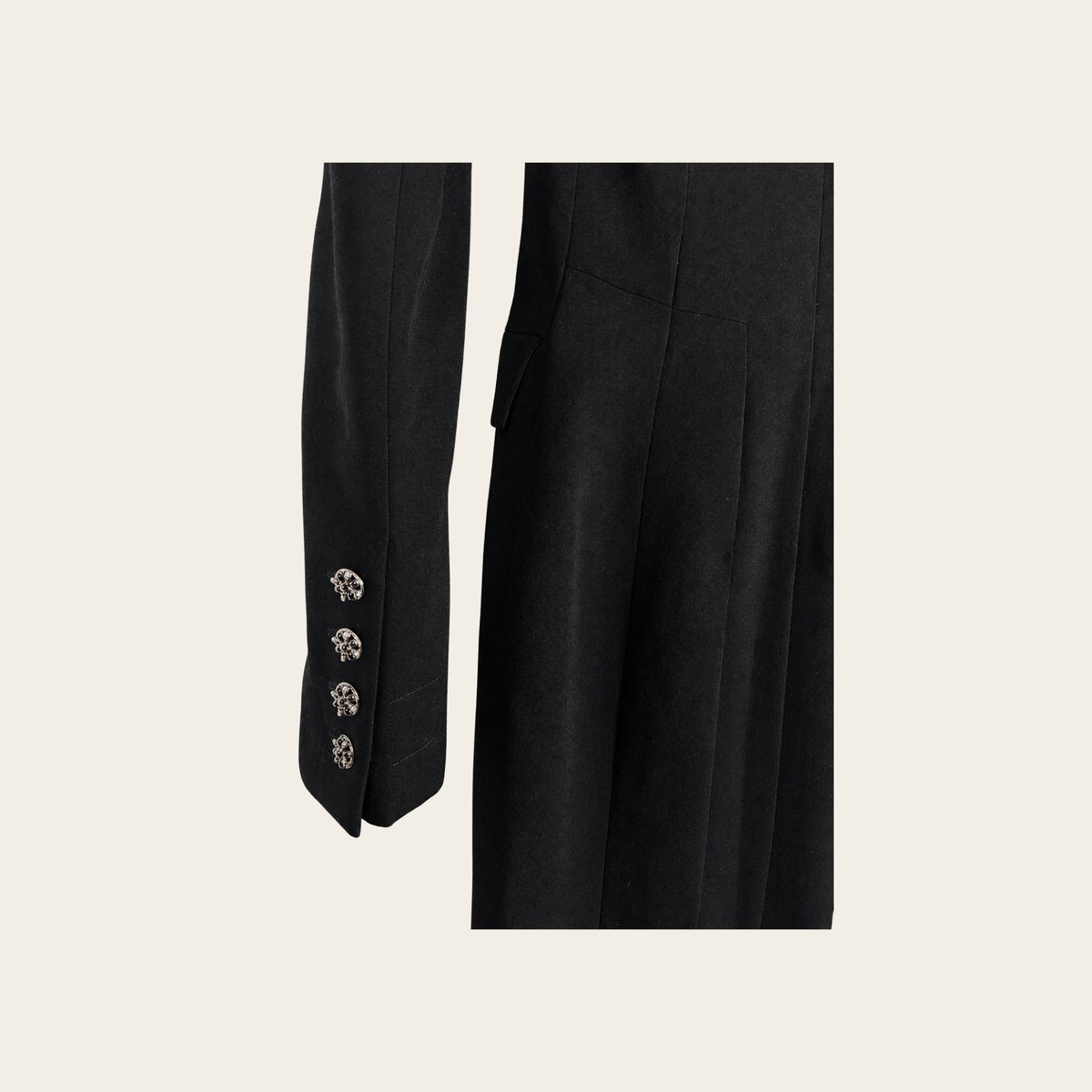 CHANEL – Long Wool & Silk Tuxedo Coat