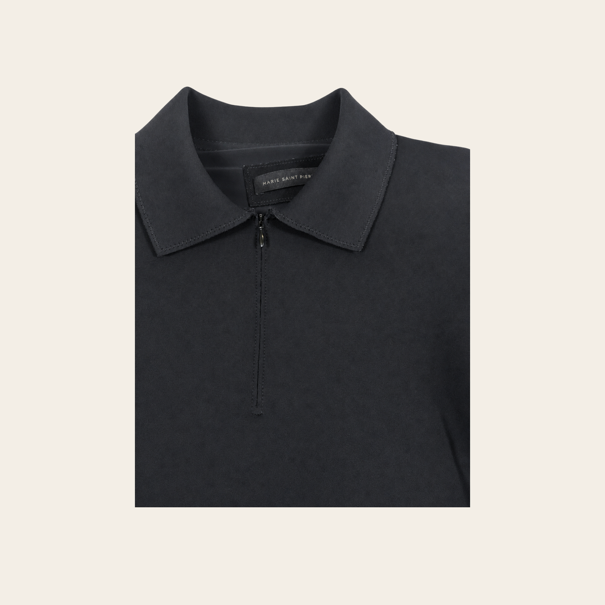 MARIE SAINT PIERRE — Robe polo midi asymétrique en jersey technique noir, L