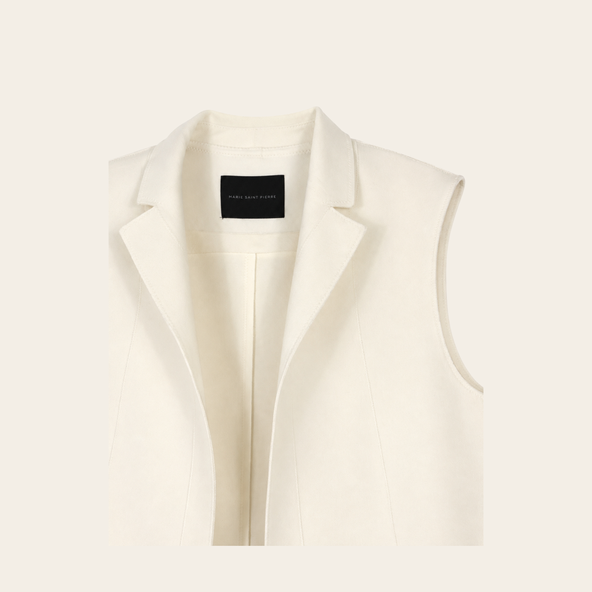MARIE SAINT PIERRE — Veste longue sans manches en jersey ivoire, L