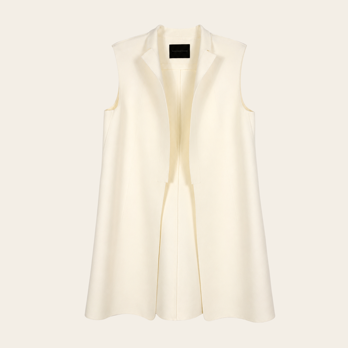 MARIE SAINT PIERRE — Veste longue sans manches en jersey ivoire, L