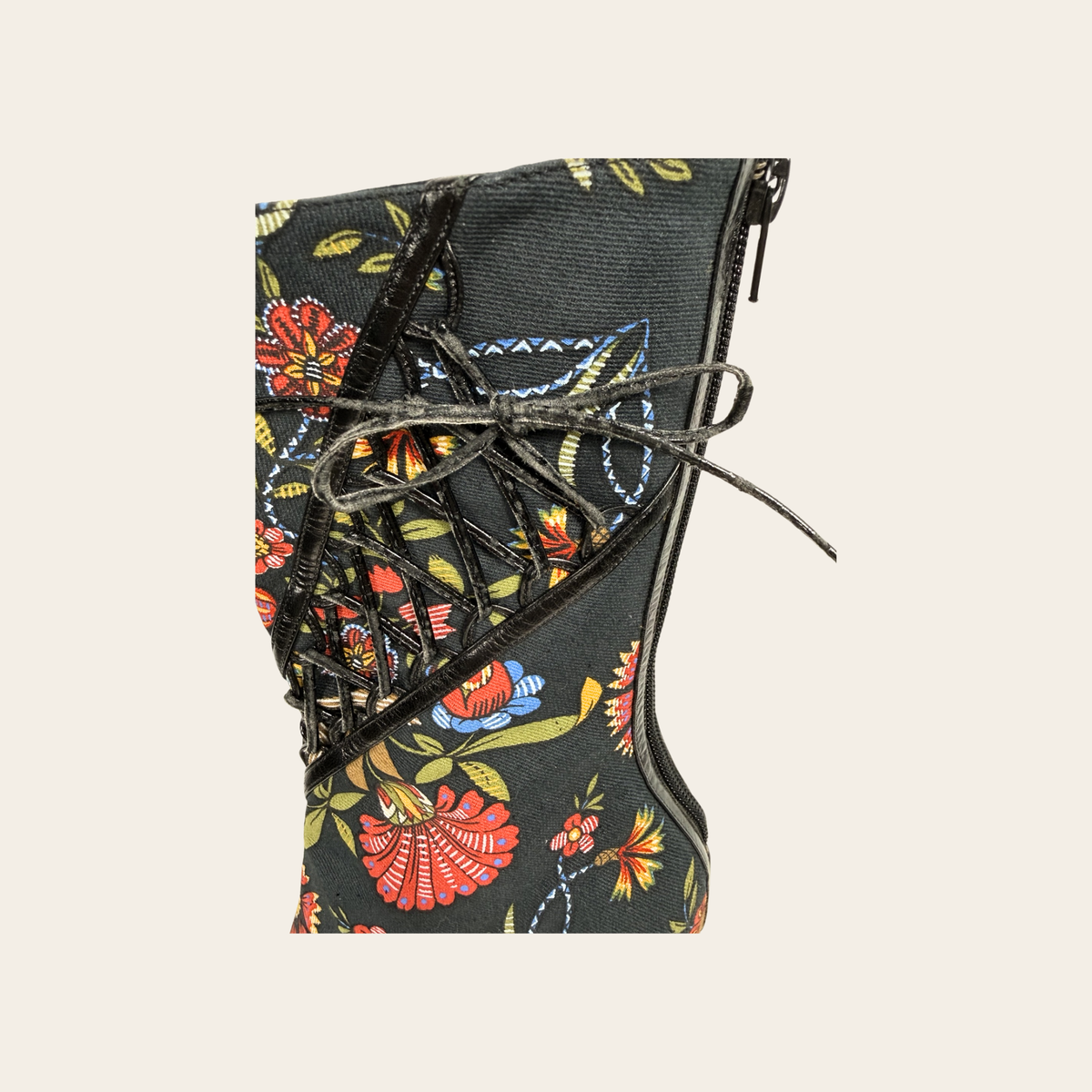 CHRISTIAN DIOR – Bottines Trianon en jacquard floral à laçage corset – Taille 37½