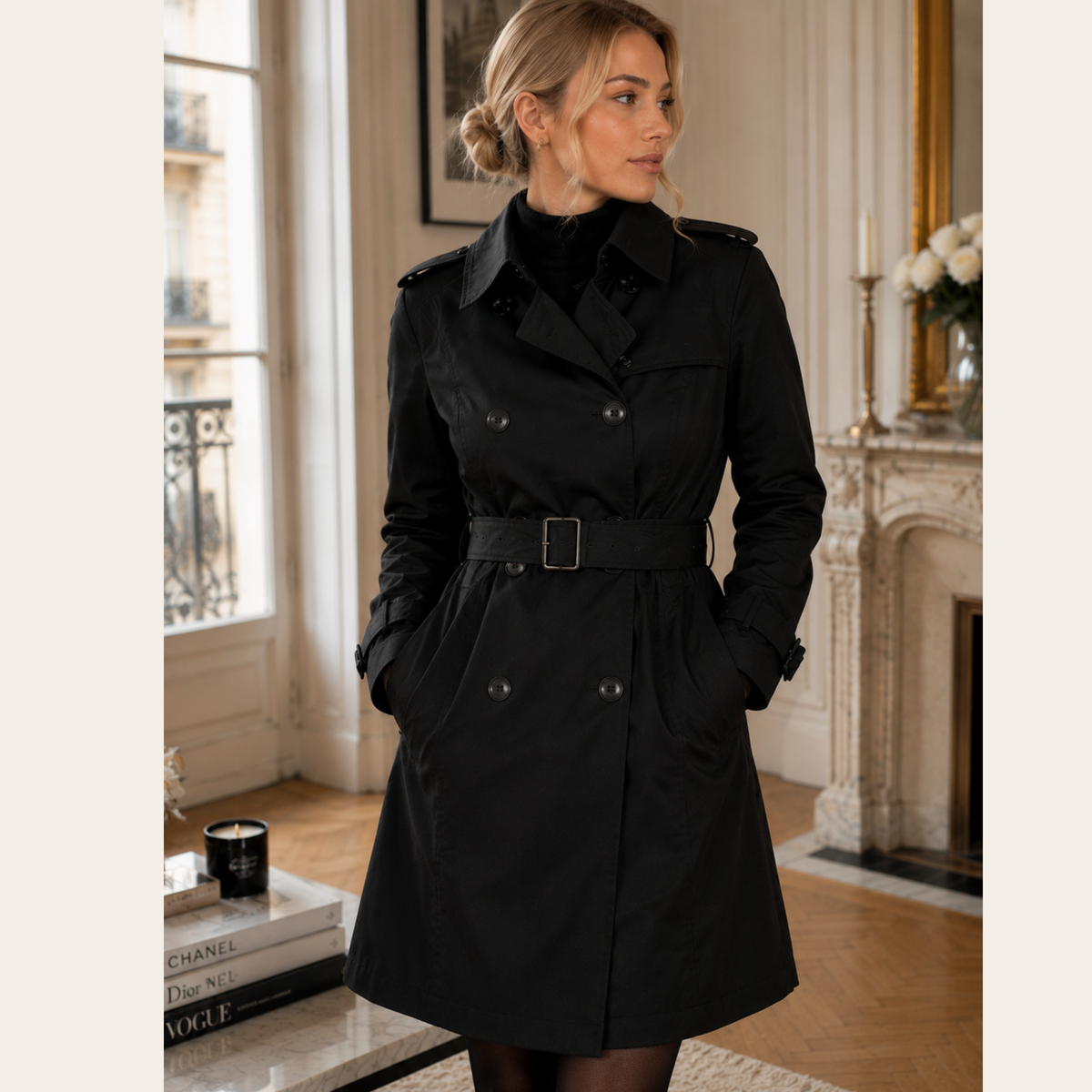 BURBERRY BRIT – Trench-Coat Noir à Doublure Amovible en Laine Vierge – UK 12 (L)