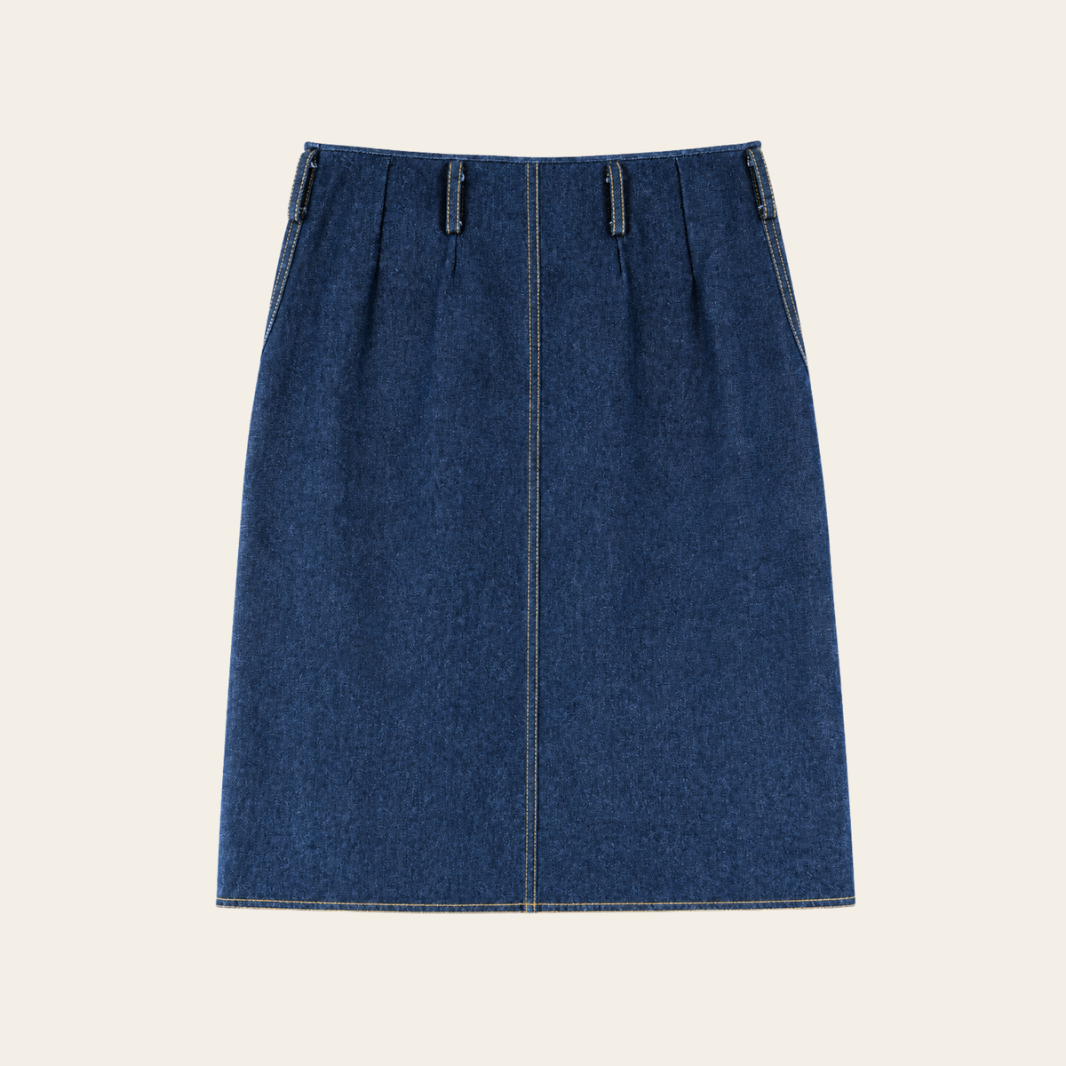 CHRISTIAN DIOR BY JOHN GALLIANO — Jupe en denim à boutons dorés