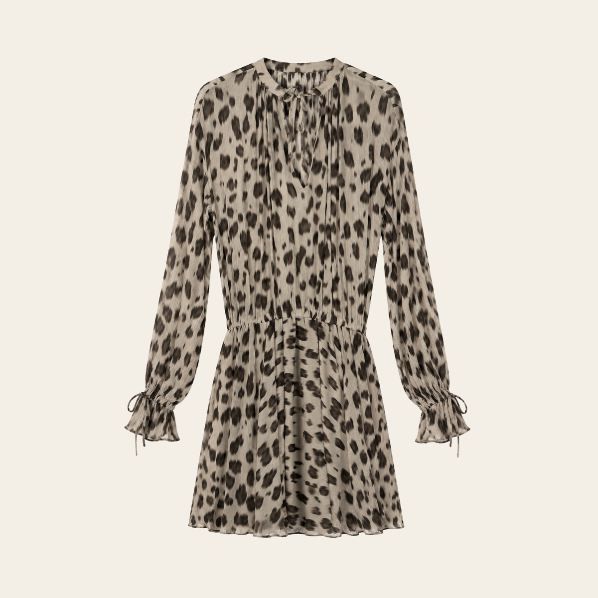 ANINE BING – Robe Elliana en mousseline de soie imprimé léopard – Beige & brun – Taille XS