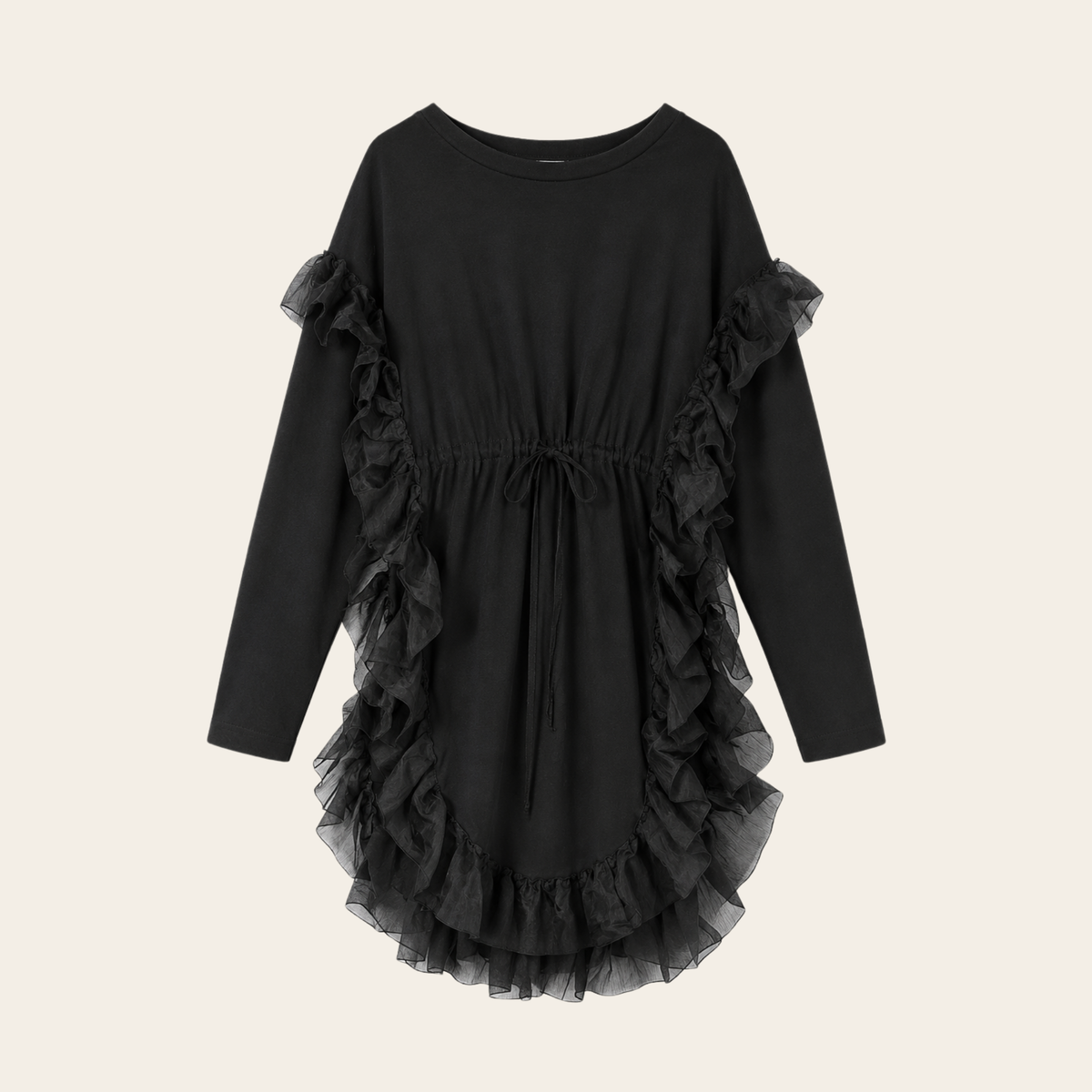 SEE BY CHLOÉ – Robe noire à volants transparents et taille coulissée – Taille XS