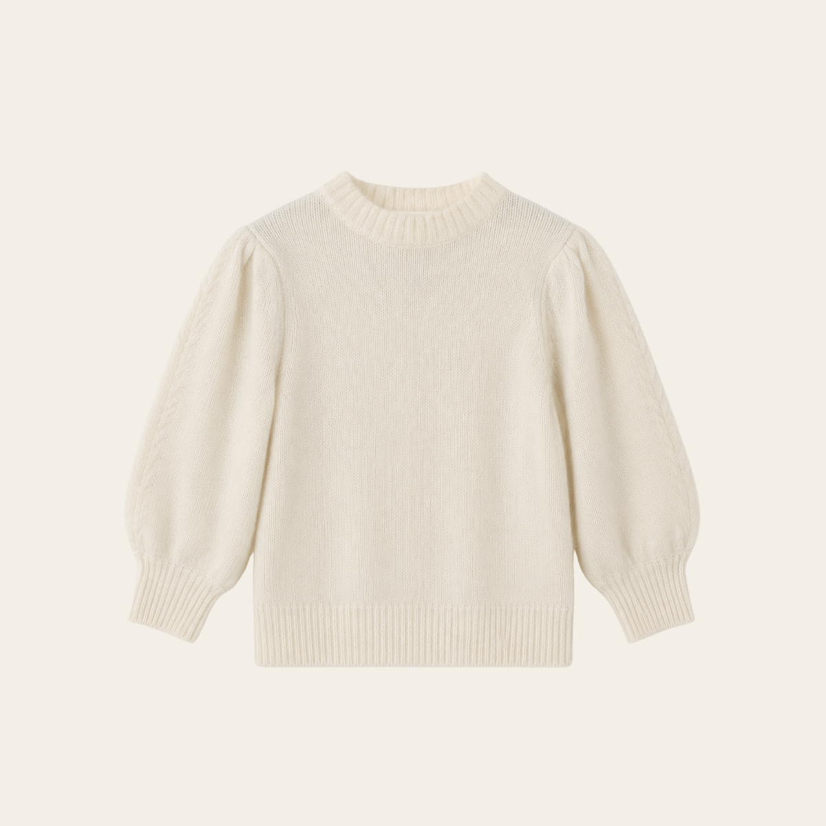 ANINE BING – Pull en maille d’angora à manches ballon – Ivoire – Taille XS