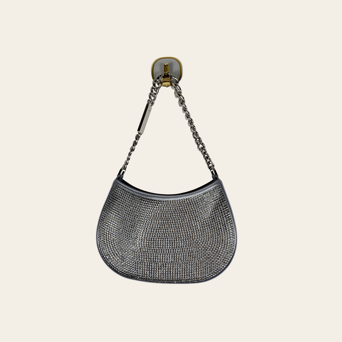 LANVIN – Sac Hobo Nano à cristaux avec chaîne – Argent