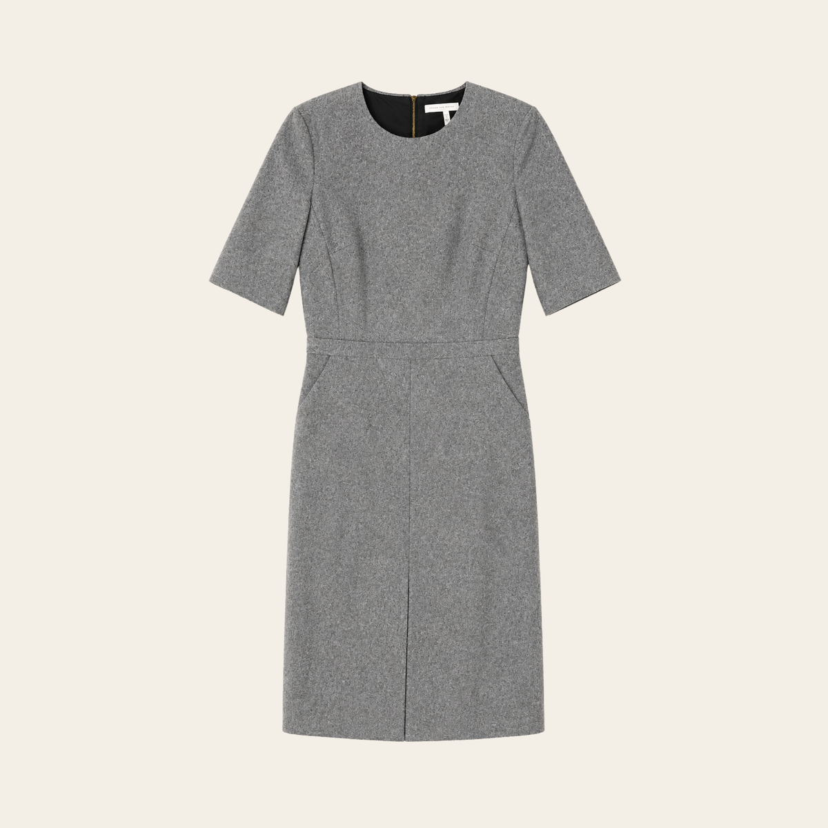 VICTORIA, VICTORIA BECKHAM – Robe midi tailleur en laine avec zip apparent – Gris chiné – Taille UK 10 / US 6 (M)