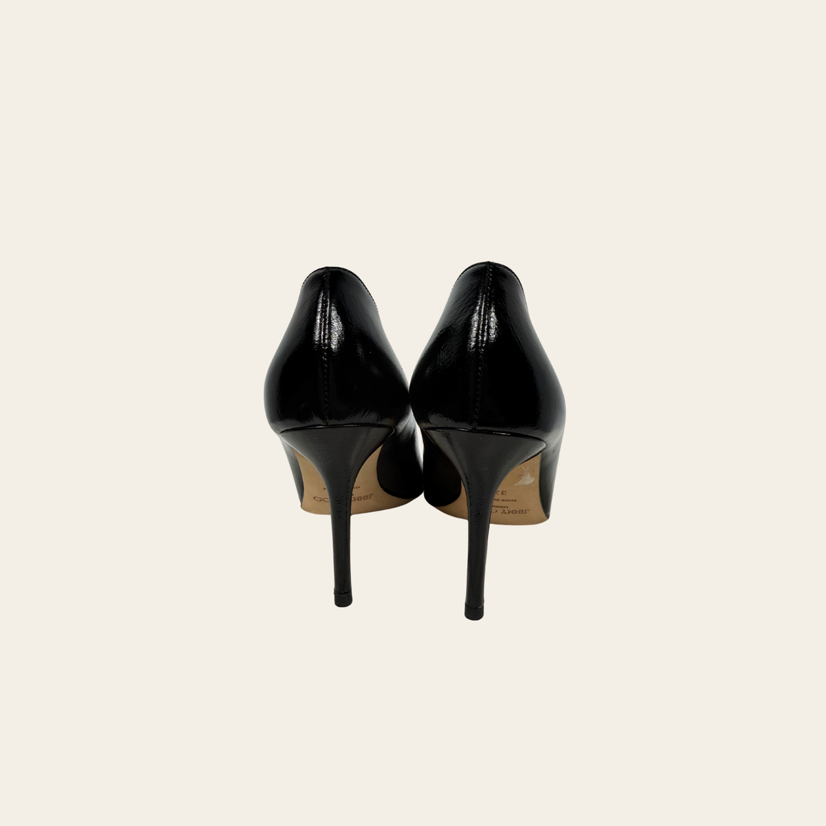 JIMMY CHOO – Escarpins classiques en cuir verni noir à talon aiguille – Taille IT 37,5 (US 7,5)