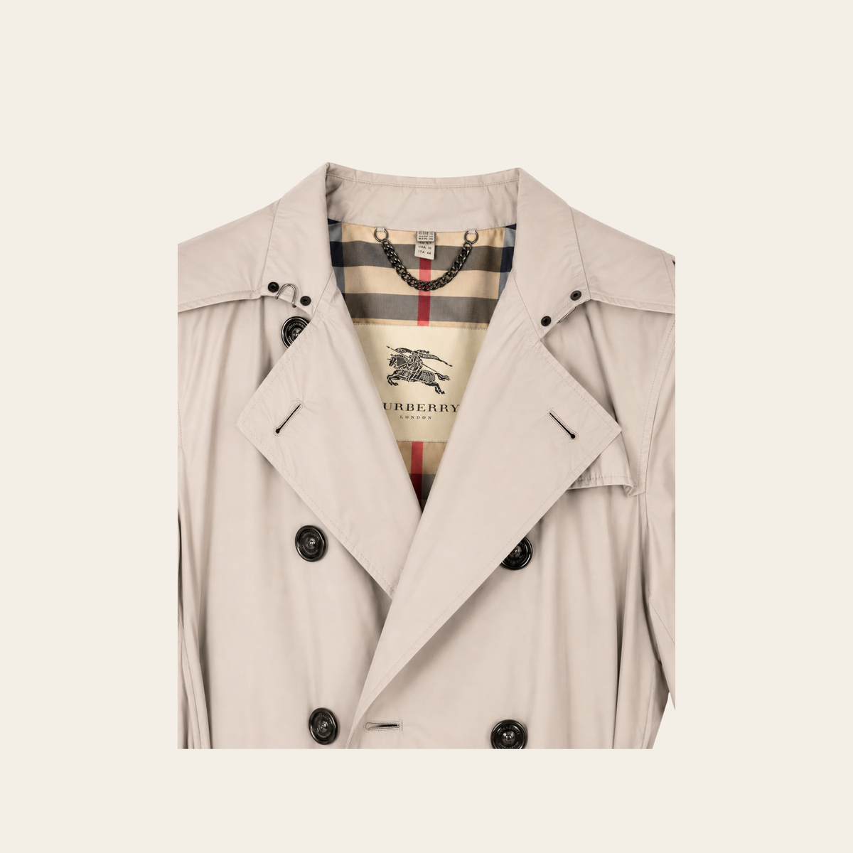 BURBERRY LONDON – Trench technique léger à doublure Check – Beige pierre – Taille UK 12 / US 10 / IT 44 (L)