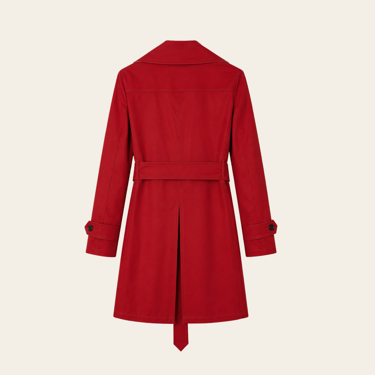BURBERRY LONDON – Trench ceinturé en coton enduit à doublure Check – Rouge - Taille M