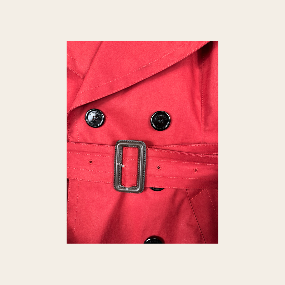 BURBERRY LONDON – Trench ceinturé en coton enduit à doublure Check – Rouge - Taille M