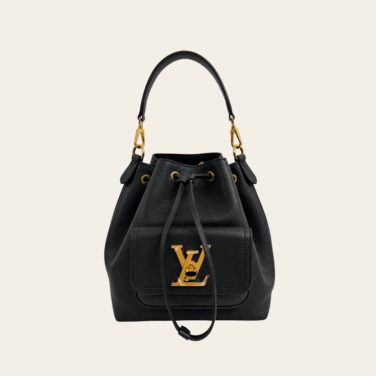 LOUIS VUITTON — Lockme Bucket MM en cuir de veau grainé — Noir