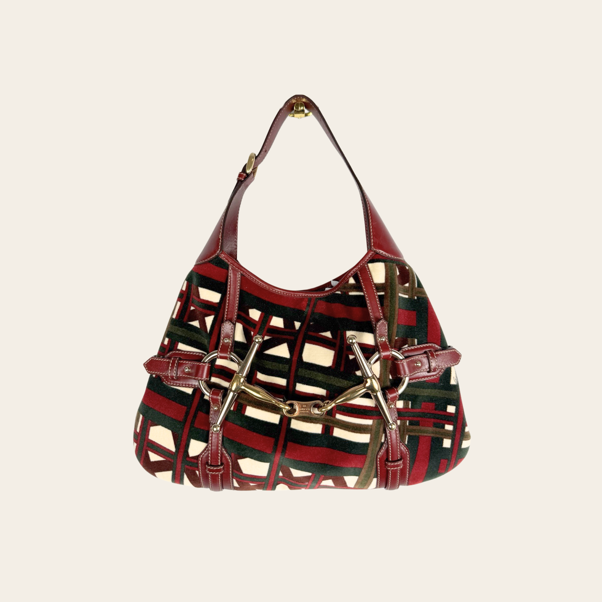 GUCCI — RARE- Sac Hobo Horsebit 85e Anniversaire en velours multicolore
