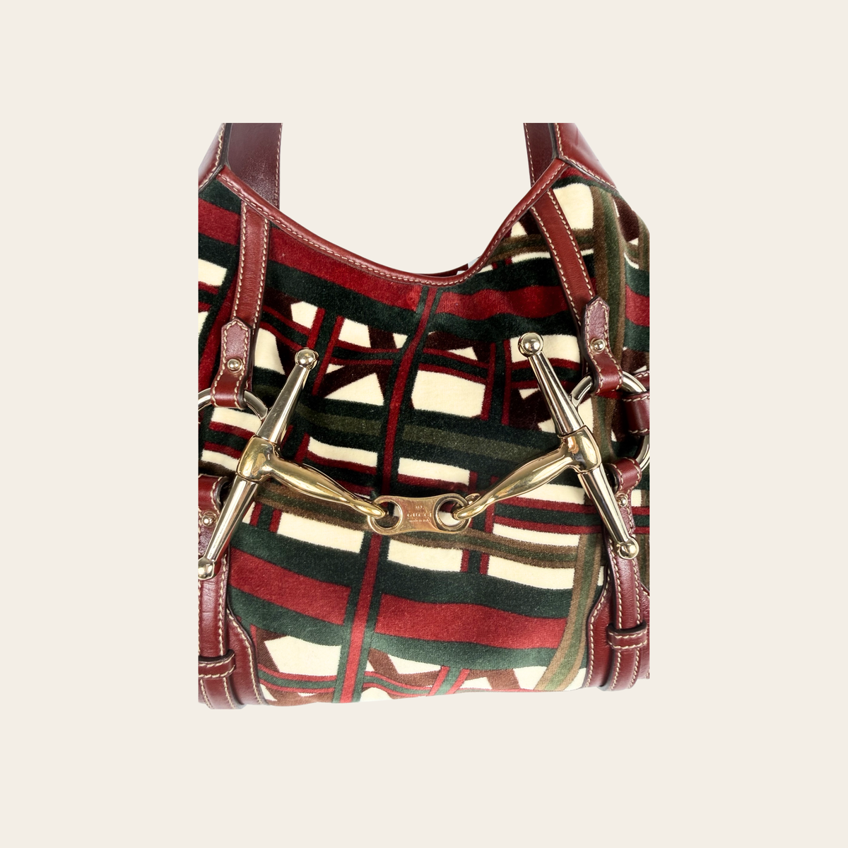 GUCCI — RARE- Sac Hobo Horsebit 85e Anniversaire en velours multicolore