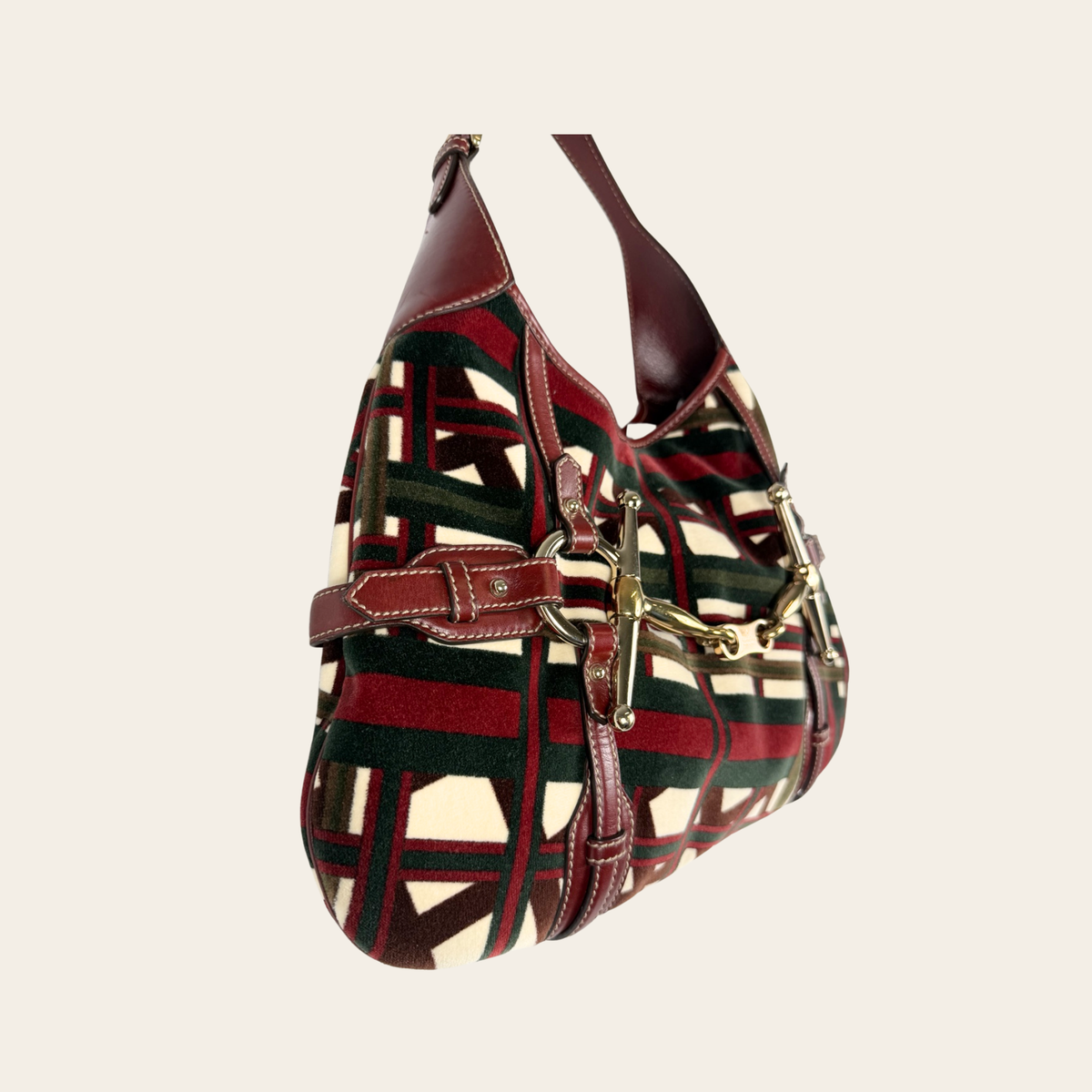 GUCCI — RARE- Sac Hobo Horsebit 85e Anniversaire en velours multicolore