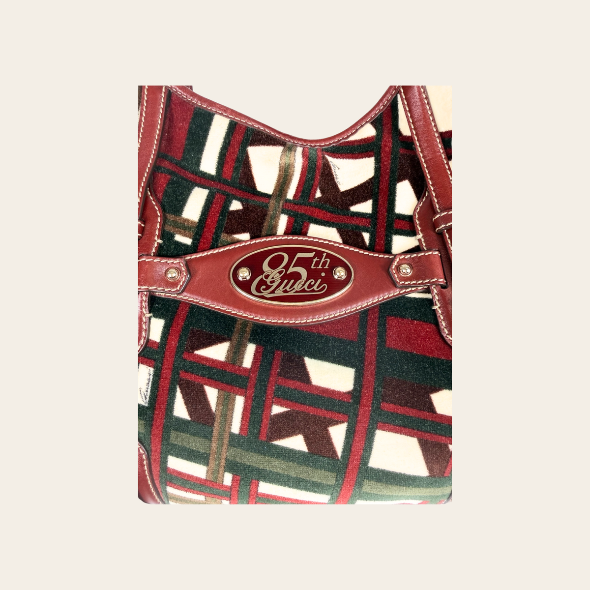 GUCCI — RARE- Sac Hobo Horsebit 85e Anniversaire en velours multicolore