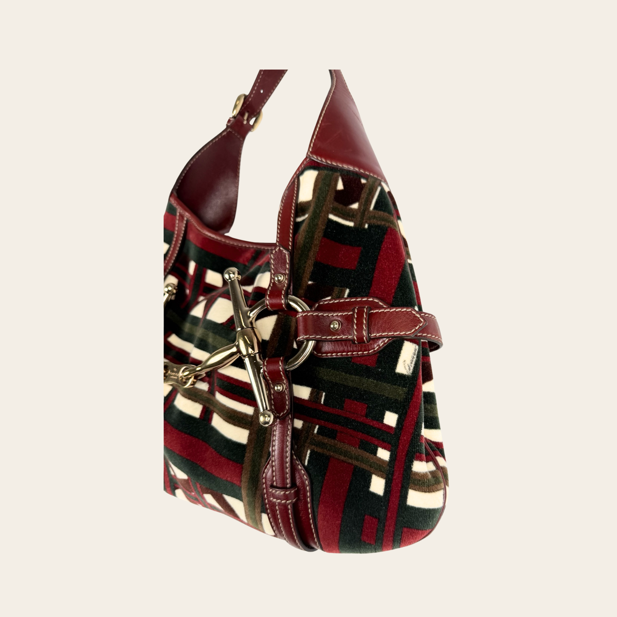 GUCCI — RARE- Sac Hobo Horsebit 85e Anniversaire en velours multicolore