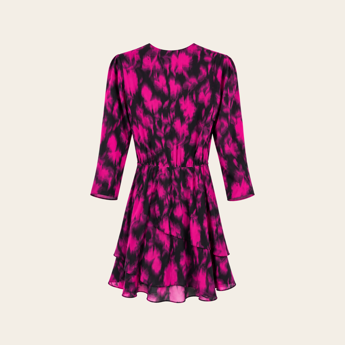 ZADIG & VOLTAIRE — Robe Rogers CDC Spray en soie imprimée rose et noire, Taille XS