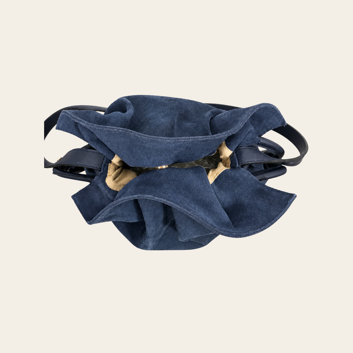 LOEWE — Sac Flamenco Knot en daim bleu, Taille Medium