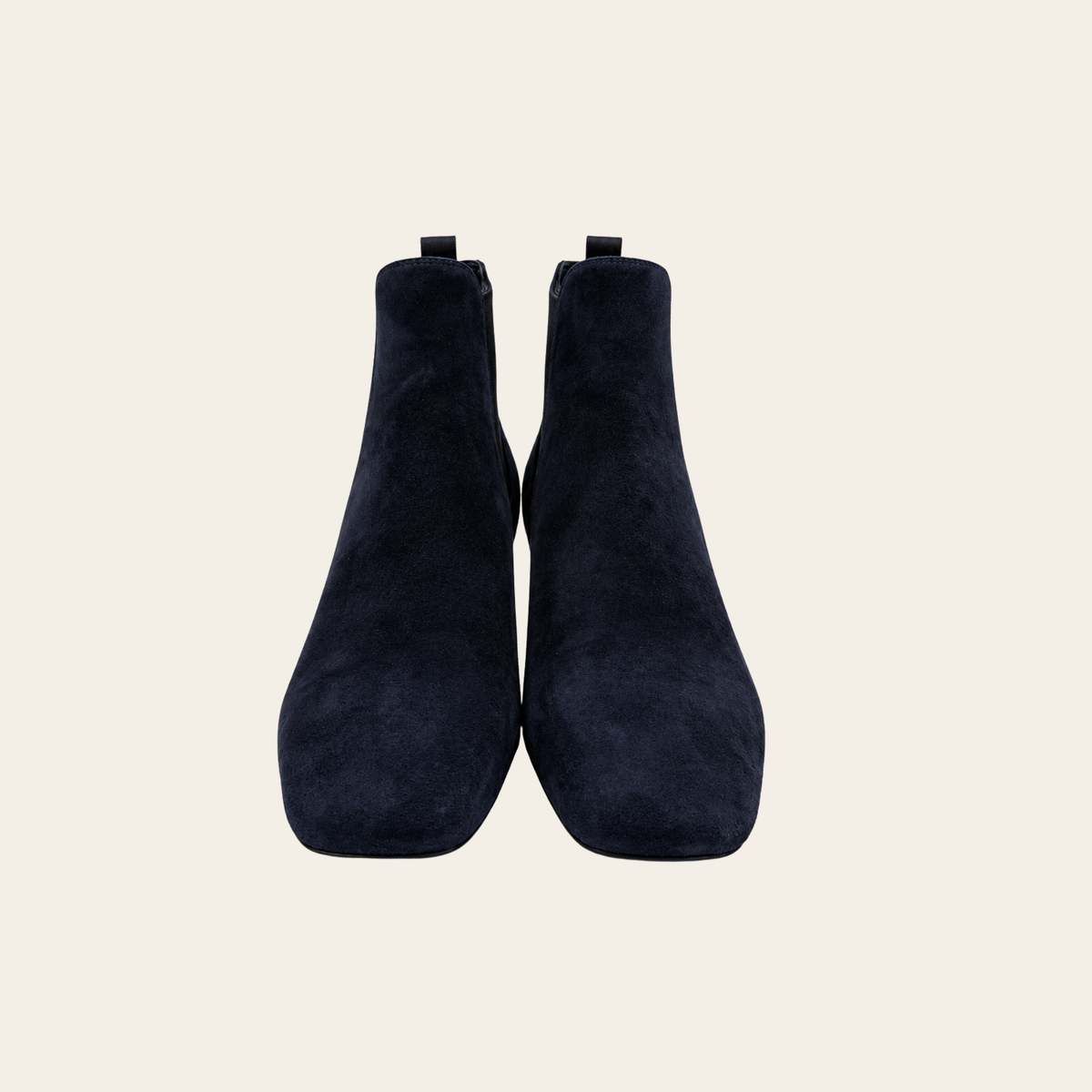 PRADA — Bottines Chelsea en suède bleu marine à bout carré, Taille 39