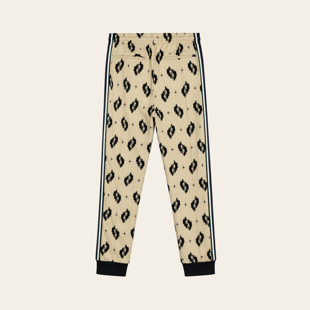 KENZO PARIS — Pantalon de jogging monogrammé écru et noir à bandes latérales, Taille S