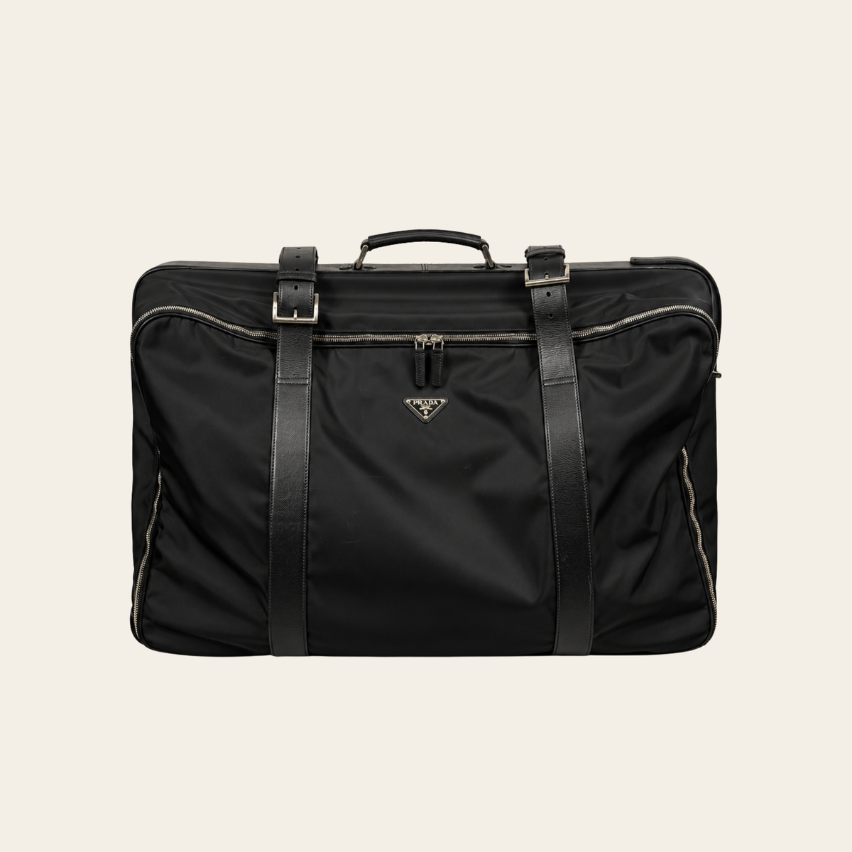 PRADA — Grand porte-habits de voyage Tessuto Nylon noir à finitions en cuir