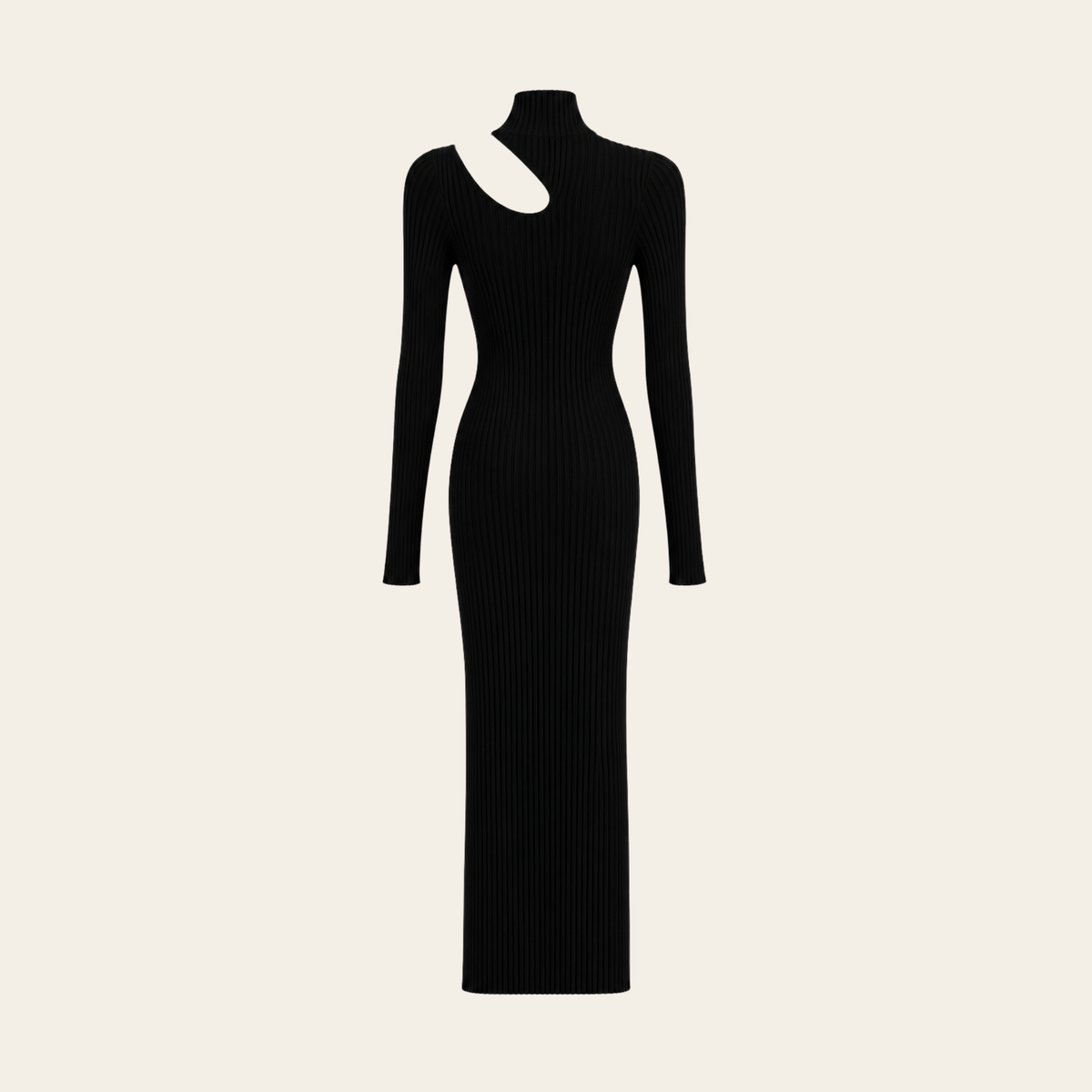 ANINE BING — Robe Victoria noire côtelée à découpe asymétrique, Taille S/P
