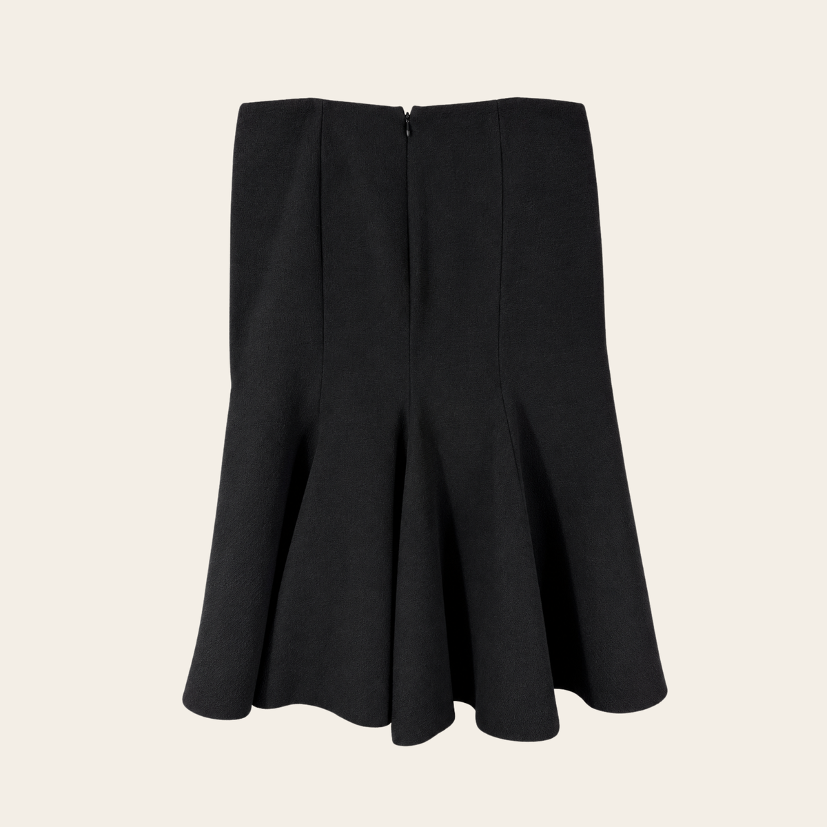ALEXANDER McQUEEN — Jupe évasée en laine noire à surpiqûres blanches, Taille 46 IT