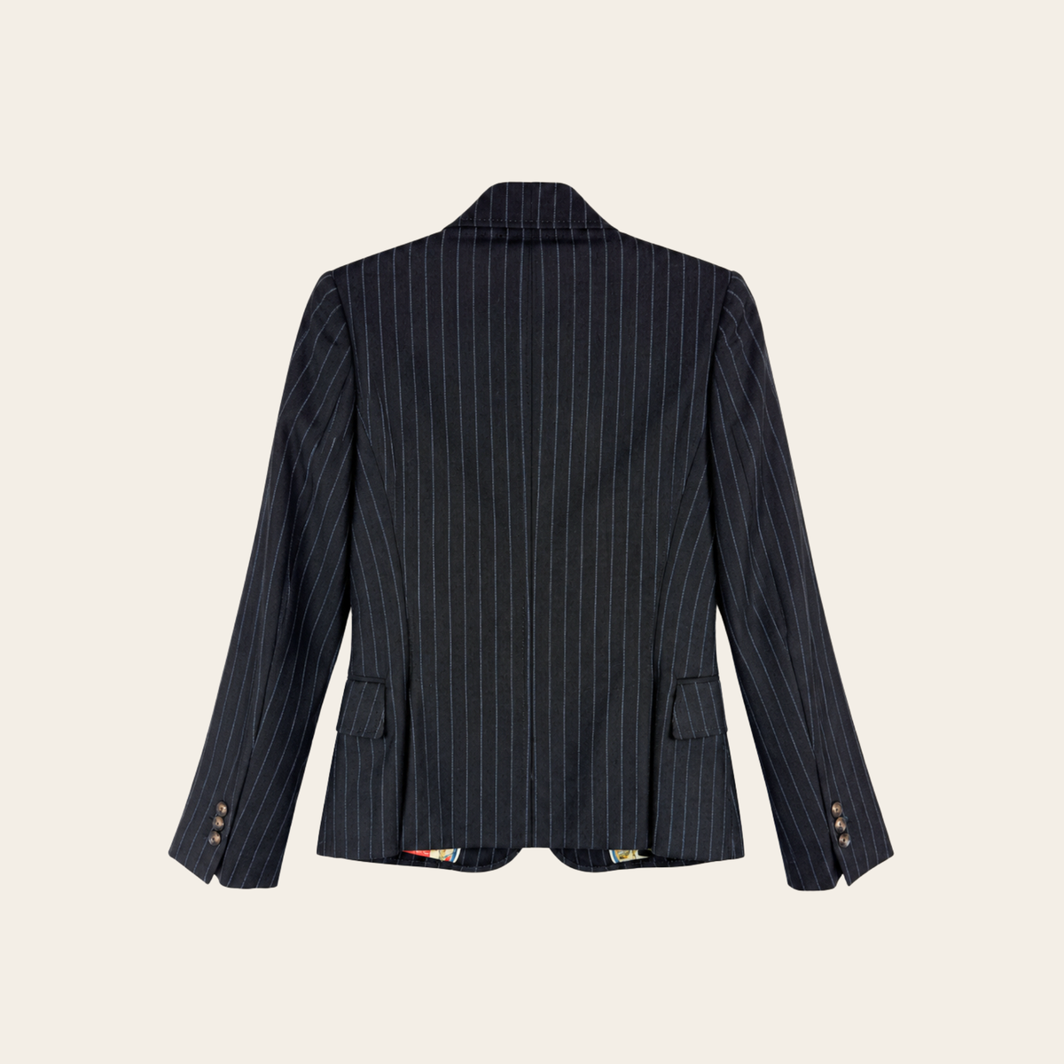PAUL SMITH BLUE — Ensemble tailleur à fines rayures en laine, blazer cintré et pantalon assorti, taille S (42 IT)