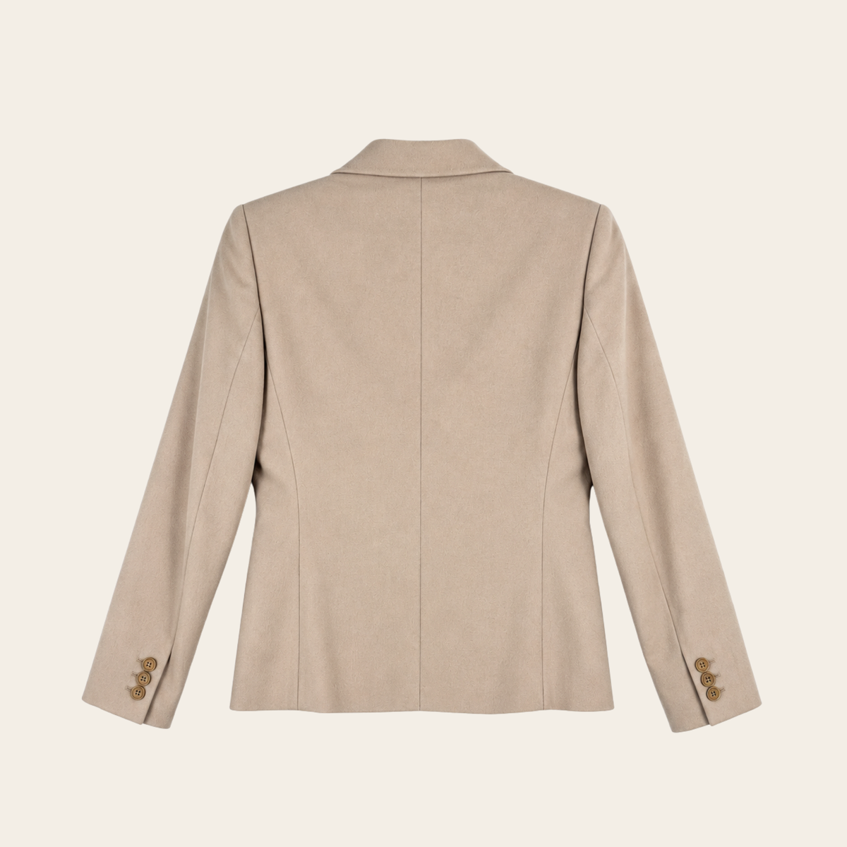 MAX MARA — Blazer cintré en laine vierge beige sable, taille 40 IT (S / FR 38 / US 6)