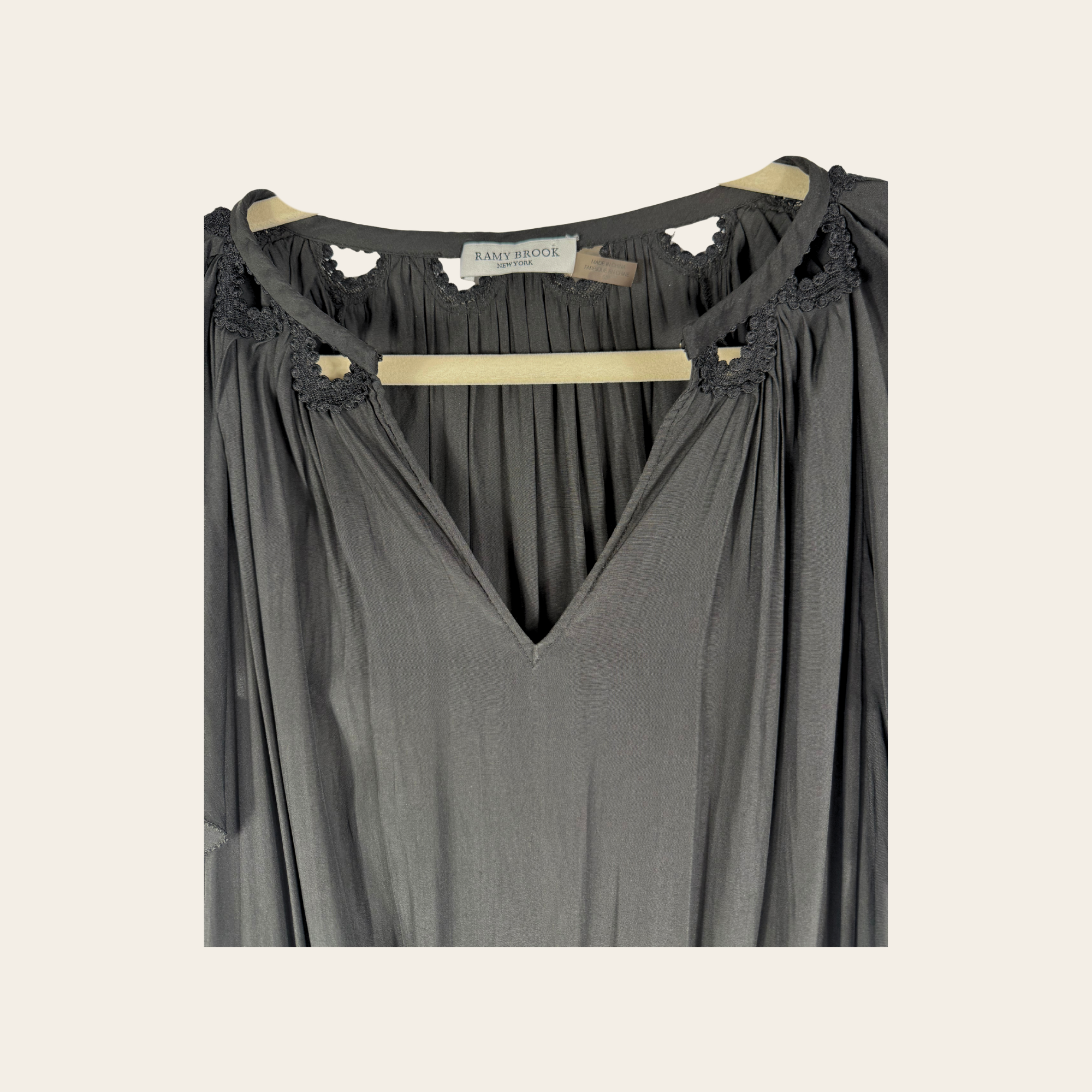 Ramy Brook – Robe Noire Plissée à Volants, S